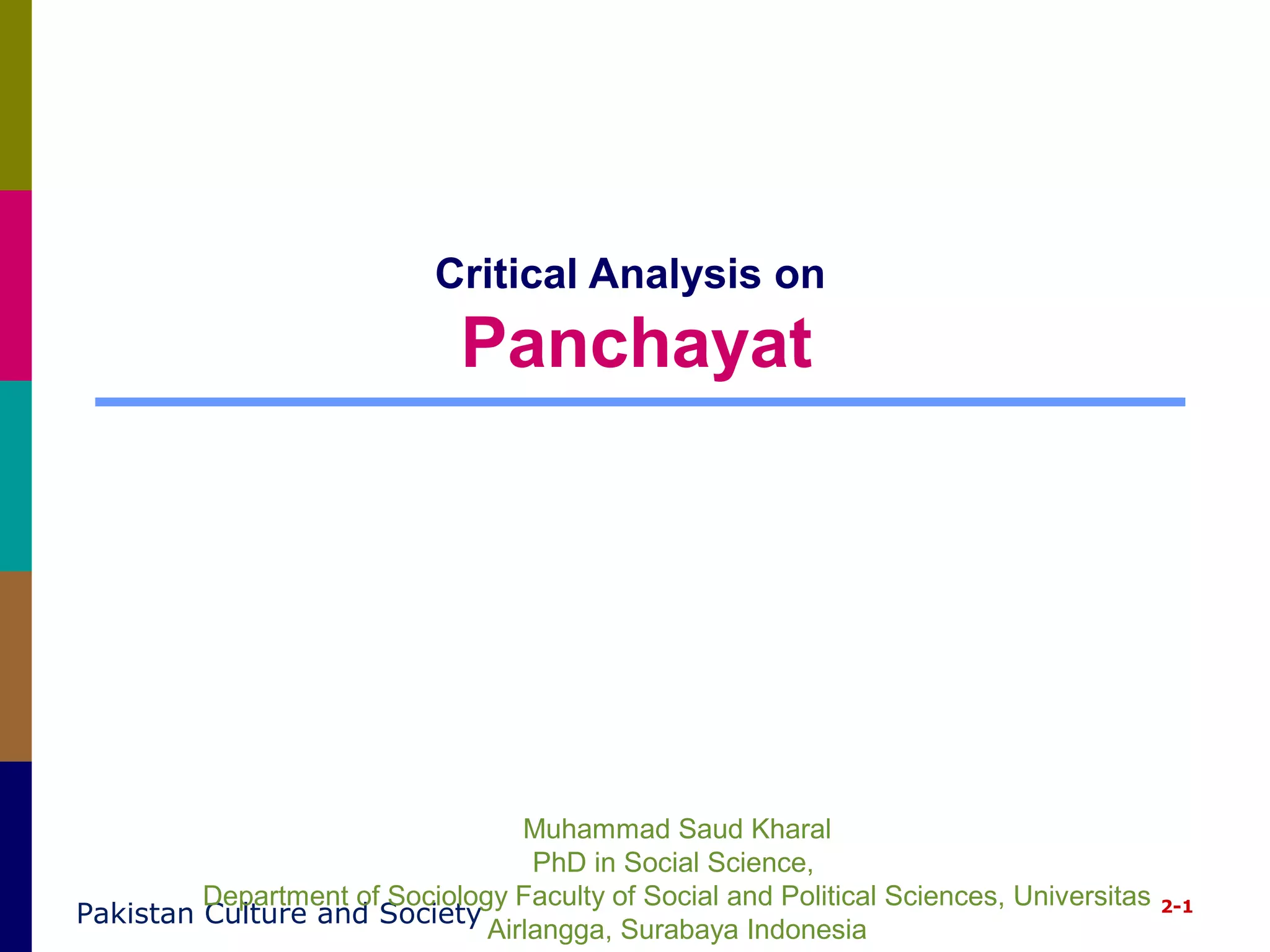 Panchyat (informal justice system) PPT