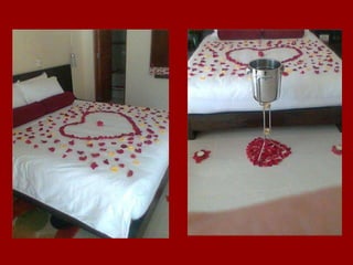 Decoración con pétalos de rosa