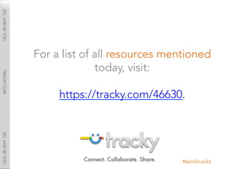 For a list of all resources mentioned
              today, visit:

     https://tracky.com/46630. 




                   ...