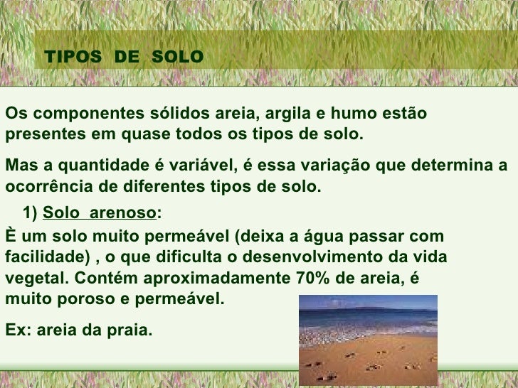 Relacione Os Tipos De Solo As Suas Características