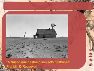 “ A Nação que destrói o seu solo destrói-se” Franklin D Roosevelt