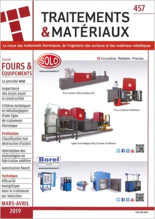 BOREL Swiss Front Cover of "Traitements & Matériaux" - issue 4/2019. 