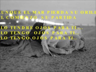 Y AUNQUE EL MAR PIERDA SU ORILLA Y EL COMIENZO  SU PARTIDA SOLO TENDRE OJOS PARA TI….. SOLO TENGO  OJOS PARA TI… SOLO TENGO OJOS PARA TI… 