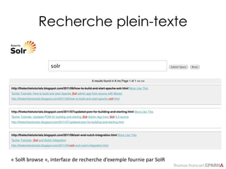 Thomas Francart,
Recherche plein-texte
« SolR browse », interface de recherche d’exemple fournie par SolR
 