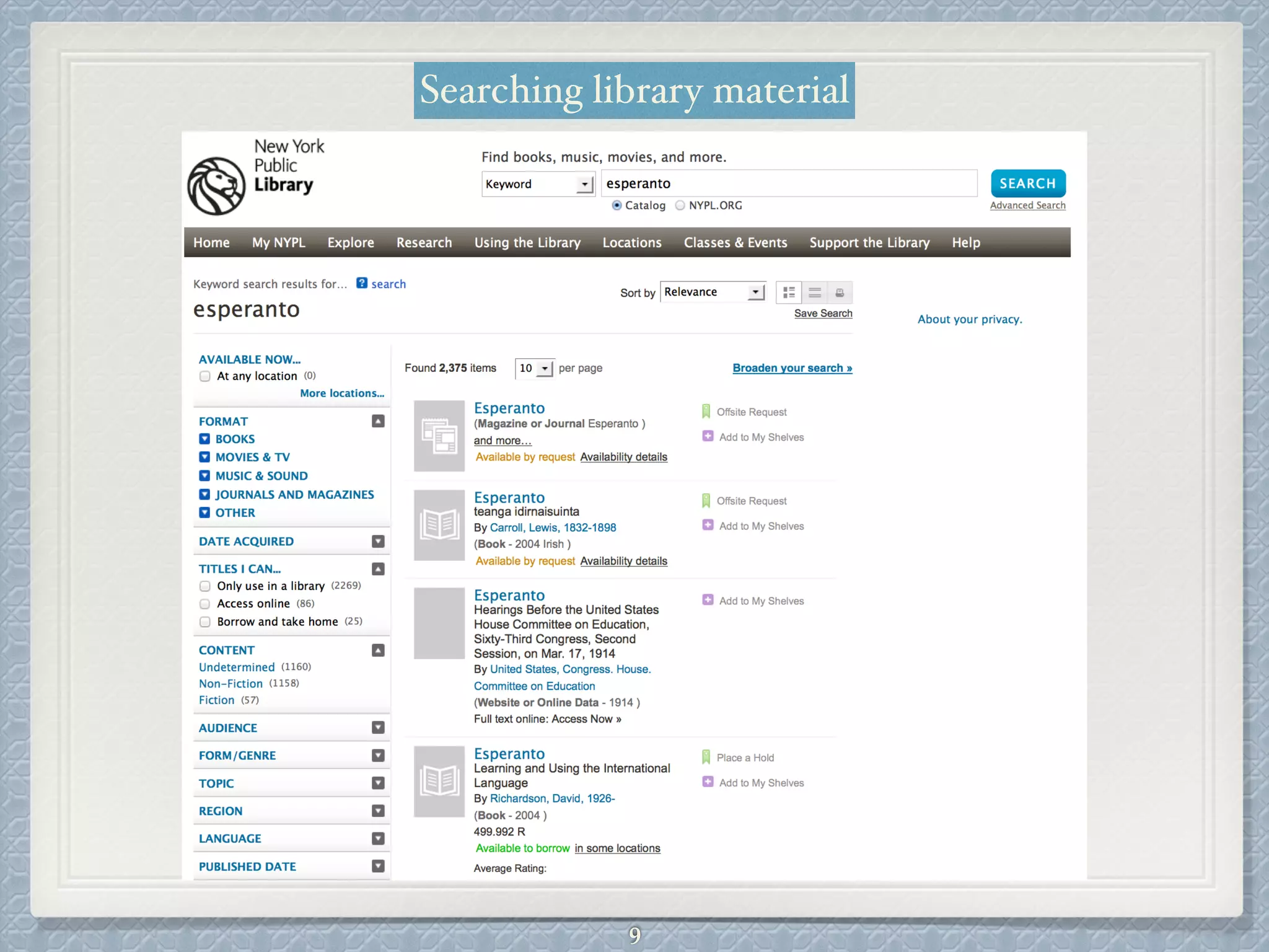 Searching library material
9
 