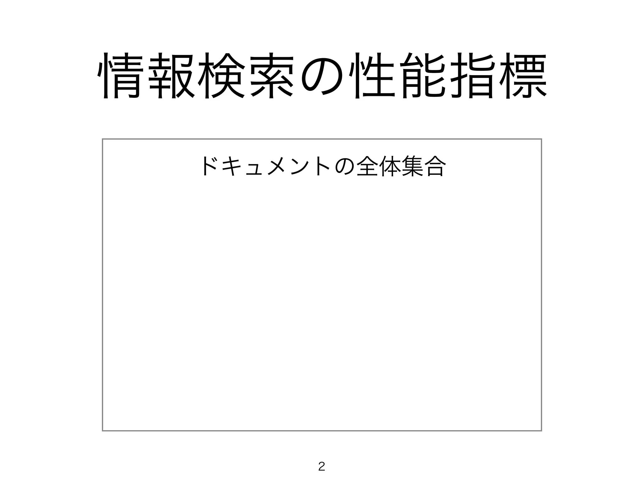 情報検索の性能指標 
ドキュメントの全体集合 
2 
 