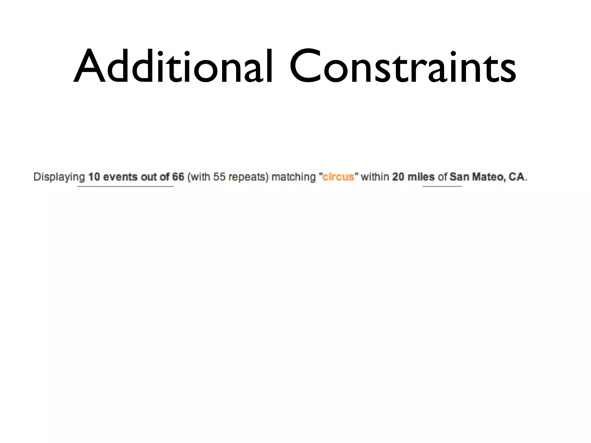 Additional Constraints 