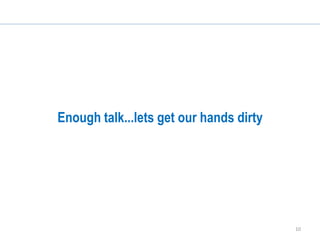 10
Hands-On Activity 1
Objective:
1. Solr directories walkthrough
2. Start single node solr instance
3. Index some sample documents
4. Admin UI overview
 