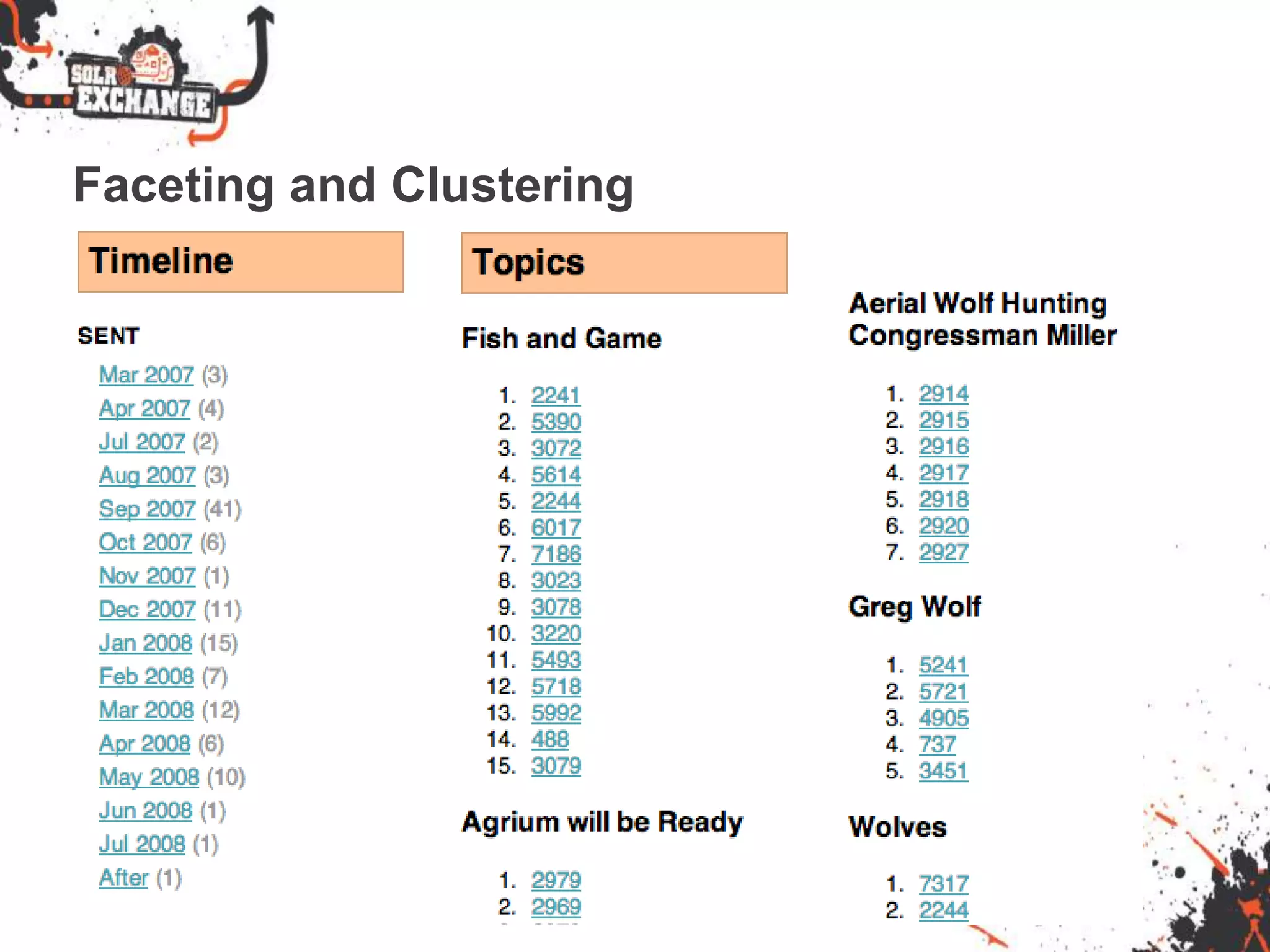 Faceting and Clustering
 