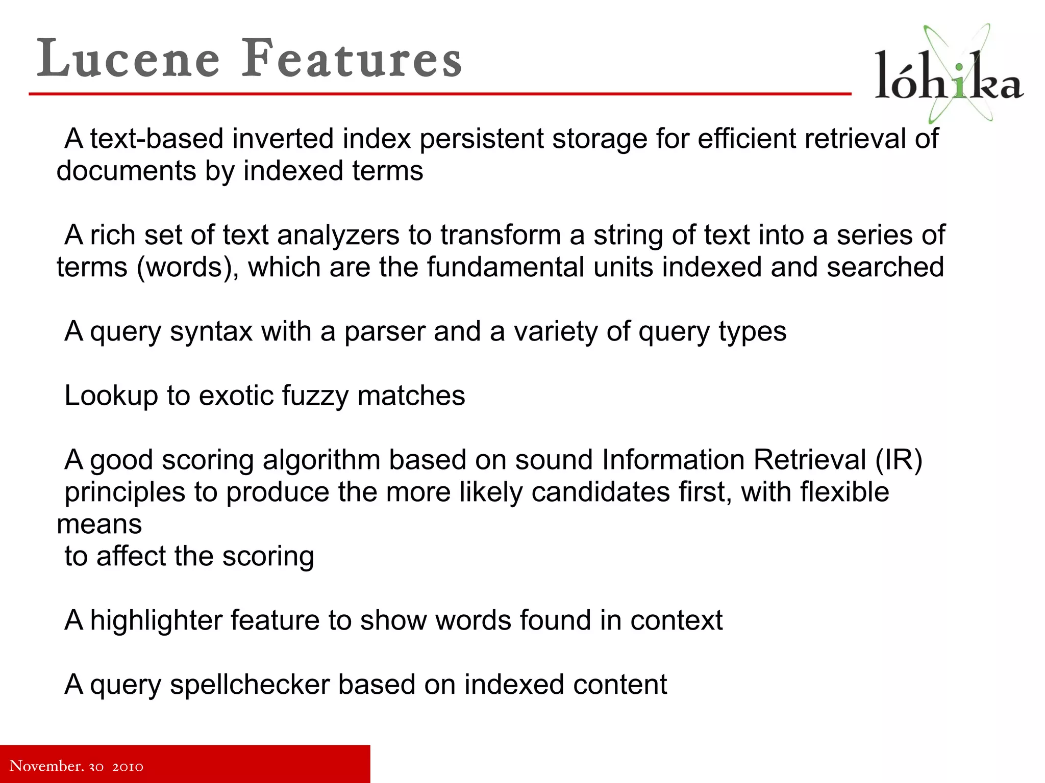Inverted Index Data Structure November, 30  2010 