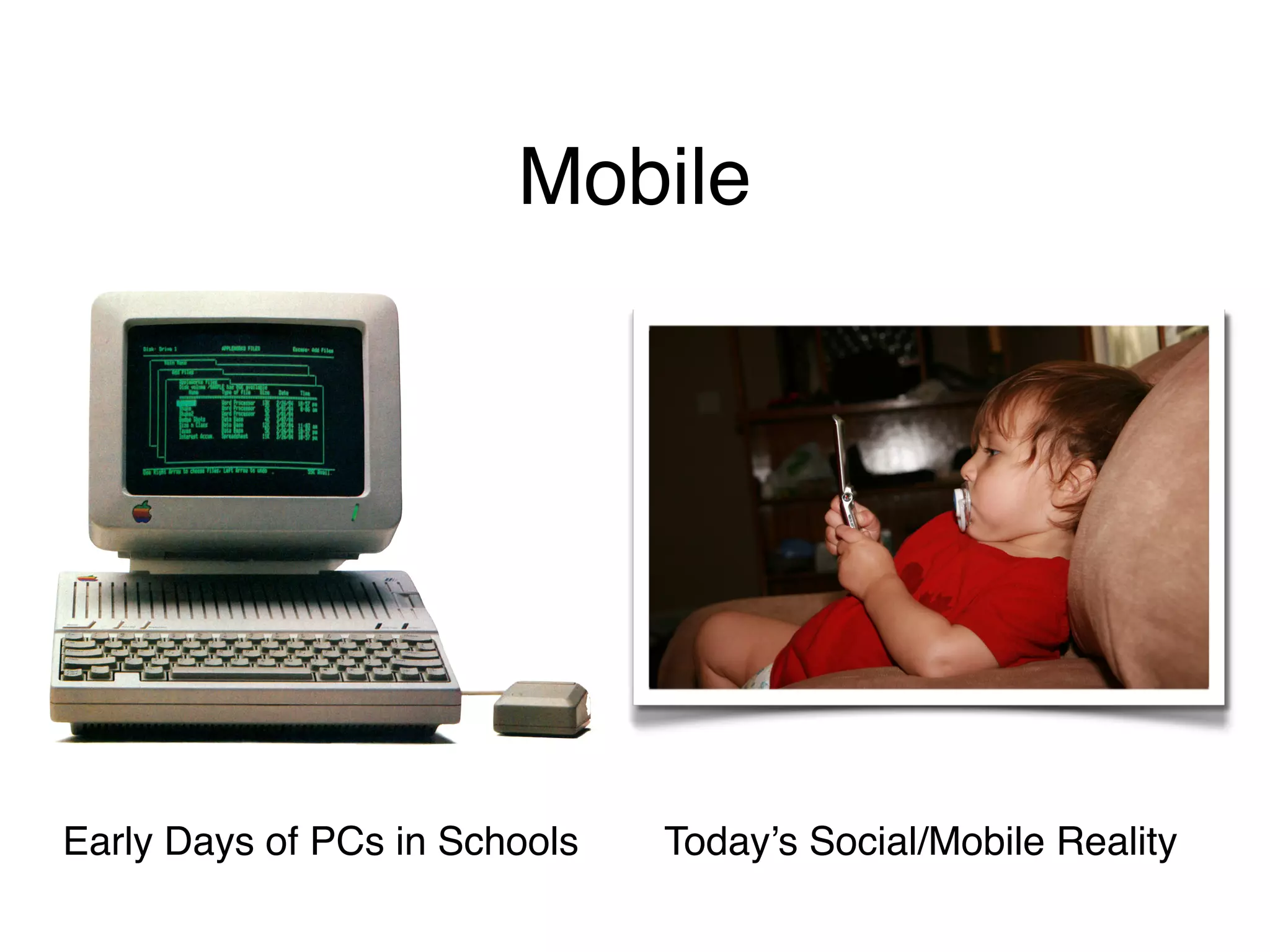 Mobile




Early Days of PCs in Schools   Today’s Social/Mobile Reality
 