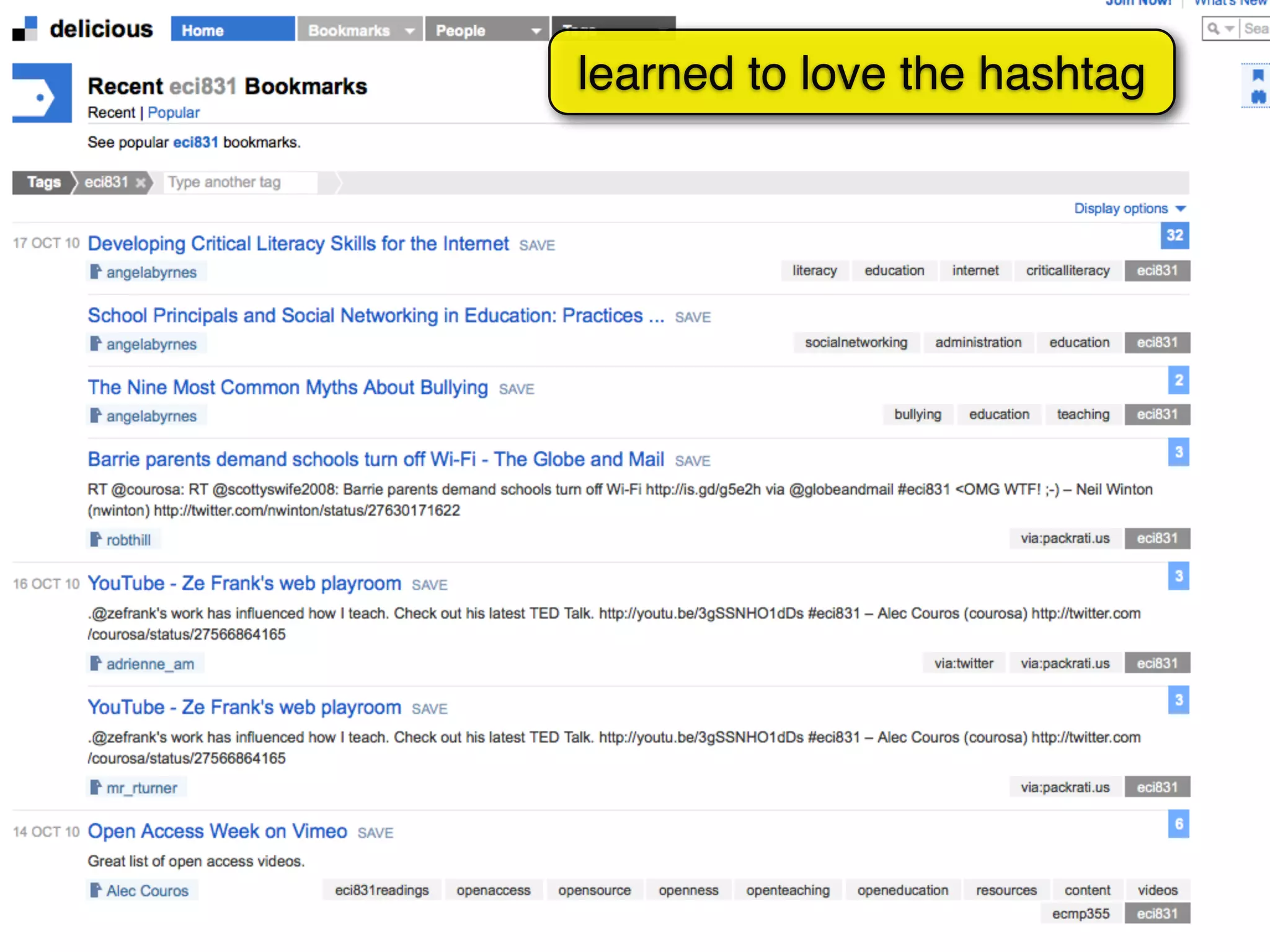 learned to love the hashtag
 