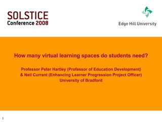 <ul><li>How many virtual learning spaces do students need? </li></ul><ul><li>Professor Peter Hartley (Professor of Educati...