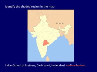 Identify the shaded region in the map Indian School of Business, Gachibowli, Hyderabad, Andhra Pradesh 