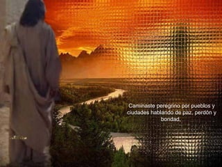 Caminaste peregrino por pueblos y ciudades hablando de paz, perdón y bondad,  