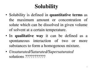 Solubility of Drugs (PHYSICAL PHARMACEUTICS-I)