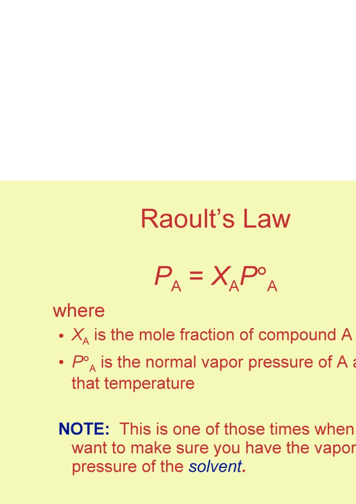 Raoult's law for volatile liquids. Raoult's Law - Solubilitychapter 13 Brownlemay