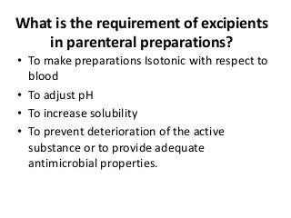 preparations parenteral excipients solubilizing