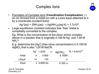 solublity solublity constant complex ion effect to solublity | PPT