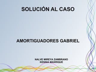 SOLUCIÓN AL CASO
AMORTIGUADORES GABRIEL
NALVE MIREYA ZAMBRANO
KENNIA MANRIQUE
 