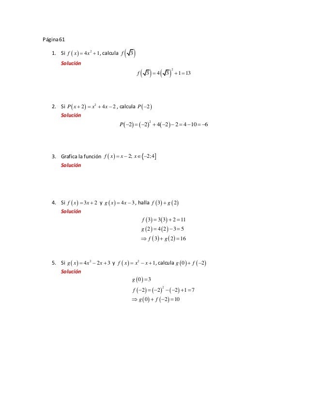 Solucion De Los Ejercicios Pares De Las Pag 61 A 69
