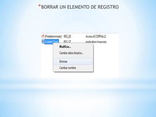 BORRAR UN ELEMENTO DE REGISTRO
