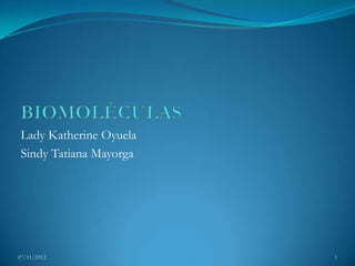 Lady Katherine Oyuela
 Sindy Tatiana Mayorga




07/11/2012               1
 