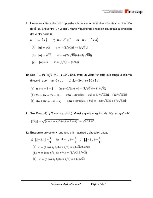Solucionario Guia 1 Unidad I Algebra Lineal