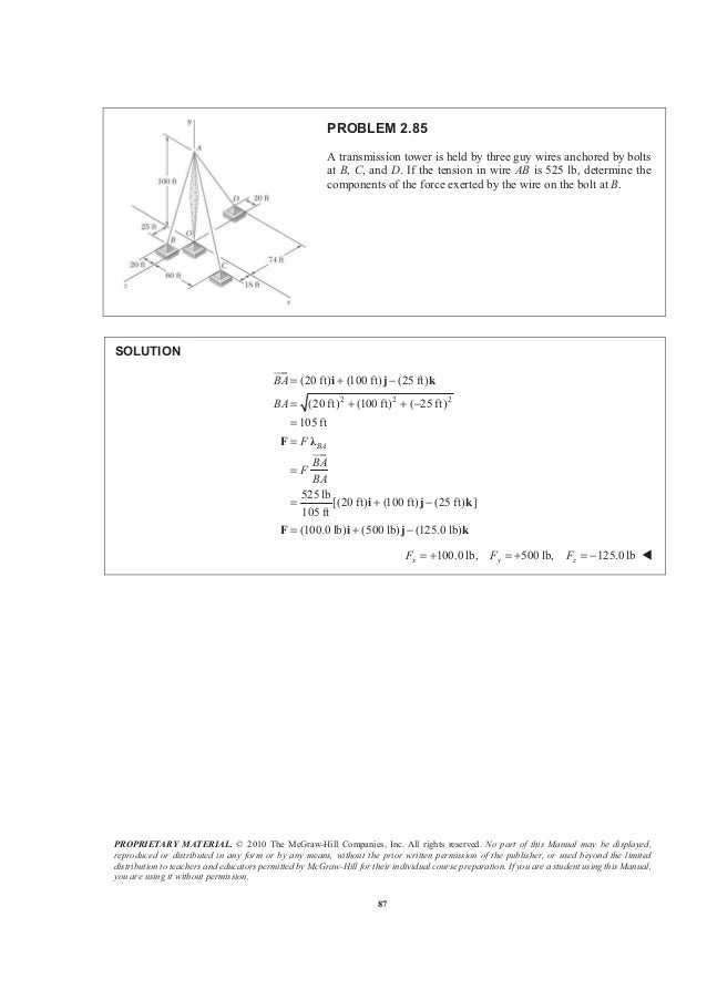 Solucionario Mecanica Vectorial De Beer 9ed Cap 2 5 Estatica