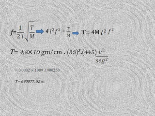 f=                   4   =
                             T= 4M


T= 4,8×10 gm/cm . (33)2.(445)


 T= 690077, 52 INA
 