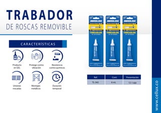 Tuberías
Sector
ferretero
Resistencia
a químicos
    
    
     
   
   
 
G A S
Espesor: 100 micras
Referencia: C-TG
www.cellux.co
C-TG-**
Medidas U/E Presentación
500
12 mm x 8 m Tubular x 10 rollos
250
18 mm x 15 m Tubular x 5 rollos
 