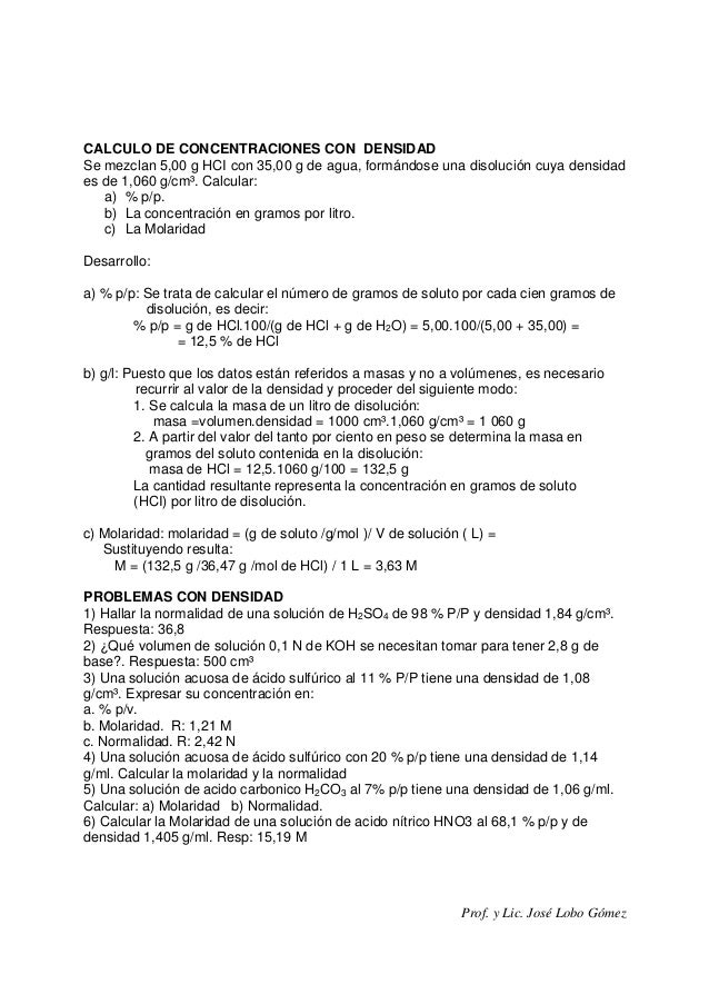 Soluciones Concentraciones