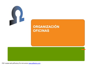 ORGANIZACIÓN
                                                   OFICINAS




PDF created with pdfFactory Pro trial version www.pdffactory.com
 
