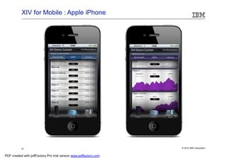 XIV for Mobile : Apple iPhone




           27                                                      © 2012 IBM Corporation


PDF created with pdfFactory Pro trial version www.pdffactory.com
 