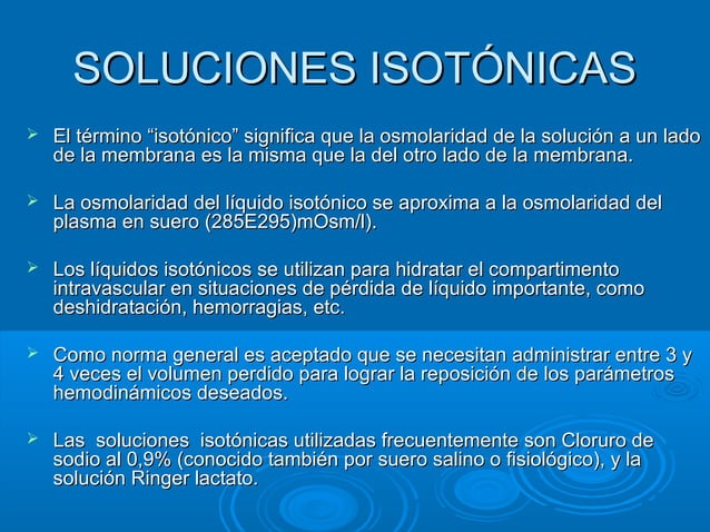 Soluciones hipotónicas, isotónicas e hipertónicas