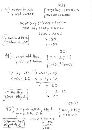 Soluciones sistemas de ecuaciones