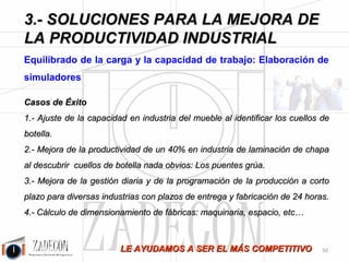 Soluciones para la mejora de la productividad industrial 
3. Soluciones para la mejora de la productividad 
industrial 
Figura 3.36. 
Tras la implantación del control de la productividad y de los sistemas de incentivos, este es el aspecto del 
gráfico de avance hacia la mejora. 
-46- 
 