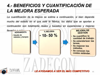 José Agustín 
Cruelles 
3.6.- Capacitación y medios de gestión para mandos intermedios. 
Normalmente se ha promocionado a mando intermedio a operarios con un alto índice de productividad y 
desempeño dentro de su trabajo. No obstante, ser mando intermedio no implica hacer las cosas, sino hacer 
que se hagan. Además, se les ha promocionado con dos carencias básicas: 
•No ha quedado claro qué se espera de ellos. 
•No se les ha dado herramientas formativas ni de gestión para que lo consigan. 
La misión del mando intermedio es hacer cumplir el plan de producción a corto plazo (en 
cantidad, calidad y costes) a partir de la supervisión y corrección del avance del trabajo. 
El mando intermedio es un eslabón fundamental entre la dirección 
de operaciones y la fábrica al que no se suele dar la importancia que 
tiene, por tanto, disponer de equipo bien entrenado y productivo 
supondrá una ventaja competitiva sobre otras industrias. 
3.7.- Formación. 
Objetivo 
Capacitar a los responsables para que, con criterio, mejoren la productividad cada día. Si los técnicos de las 
industrias están formados, las mejoras y la cultura de la productividad perdurarán. 
-61- 
 
