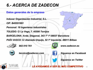 Soluciones para la mejora de la productividad 
industrial 
6.Acerca de ZADECON 
Figura 6.1. 
-74- 
 