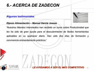 José Agustín 
Cruelles 
PRODUCTIVIDAD INDUSTRIAL 
Métodos de trabajo, tiempos y su 
aplicación a la planificación y a la mejora 
continua. 
Este libro constituye un completo catálogo 
de soluciones y mejoras a la 
improductividad. Está destinado tanto a 
estudiantes de ingeniería como a 
responsables a todos los niveles de 
empresas industriales. Es, además, una 
herramienta de consulta imprescindible 
para todas las fábricas. Las 846 páginas de 
extensión de la obra, garantizan al lector 
que contiene todo lo referente a 
productividad industrial. 
Stocks, Procesos y 
Dirección de Operaciones 
Productividad e 
incentivos 
Mejora de métodos y 
tiempos de fabricación 
Productividad en las 
tareas 
administrativas 
La fábrica de beneficios Despilfarro cero 
-87- 
 