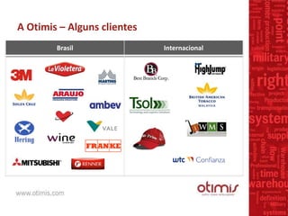 A Otimis – Alguns clientes
Brasil Internacional
 