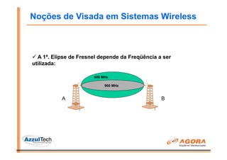 Noções de Visada em Sistemas Wireless



  A 1ª. Elipse de Fresnel depende da Freqüência a ser
utilizada:

                       400 MHz

                            900 MHz


           A                                     B
 