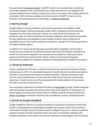 Top 10 Generative AI Chatbots in 2024.pdf | Free Download