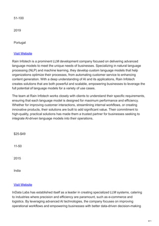Top 10 LLM Development Companies in 2026: Custom AI Solutions for ...