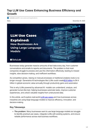 Top Large Language Model Use Cases Transforming Business Efficiency and ...