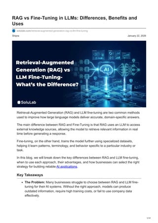 RAG vs Fine-Tuning in Large Language Models: Key Differences, Benefits ...