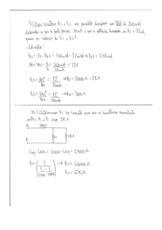 Exercícios de Circuitos Elétricos Resolvidos