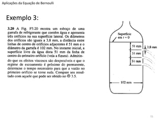 Exemplo 3:
Aplicações da Equação de Bernoulli
51
 