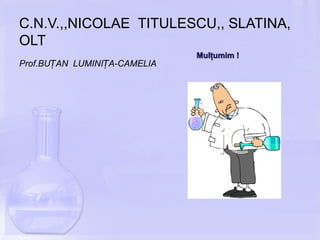Prof.BU AN LUMINI A-CAMELIAȚ Ț
Mulţumim !Mulţumim !
C.N.V.,,NICOLAE TITULESCU,, SLATINA,
OLT
 