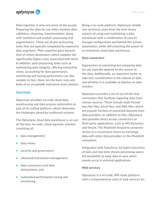 Only Data Solution Solution Sheet / Cloud Data Warehouse (2026) | PDF